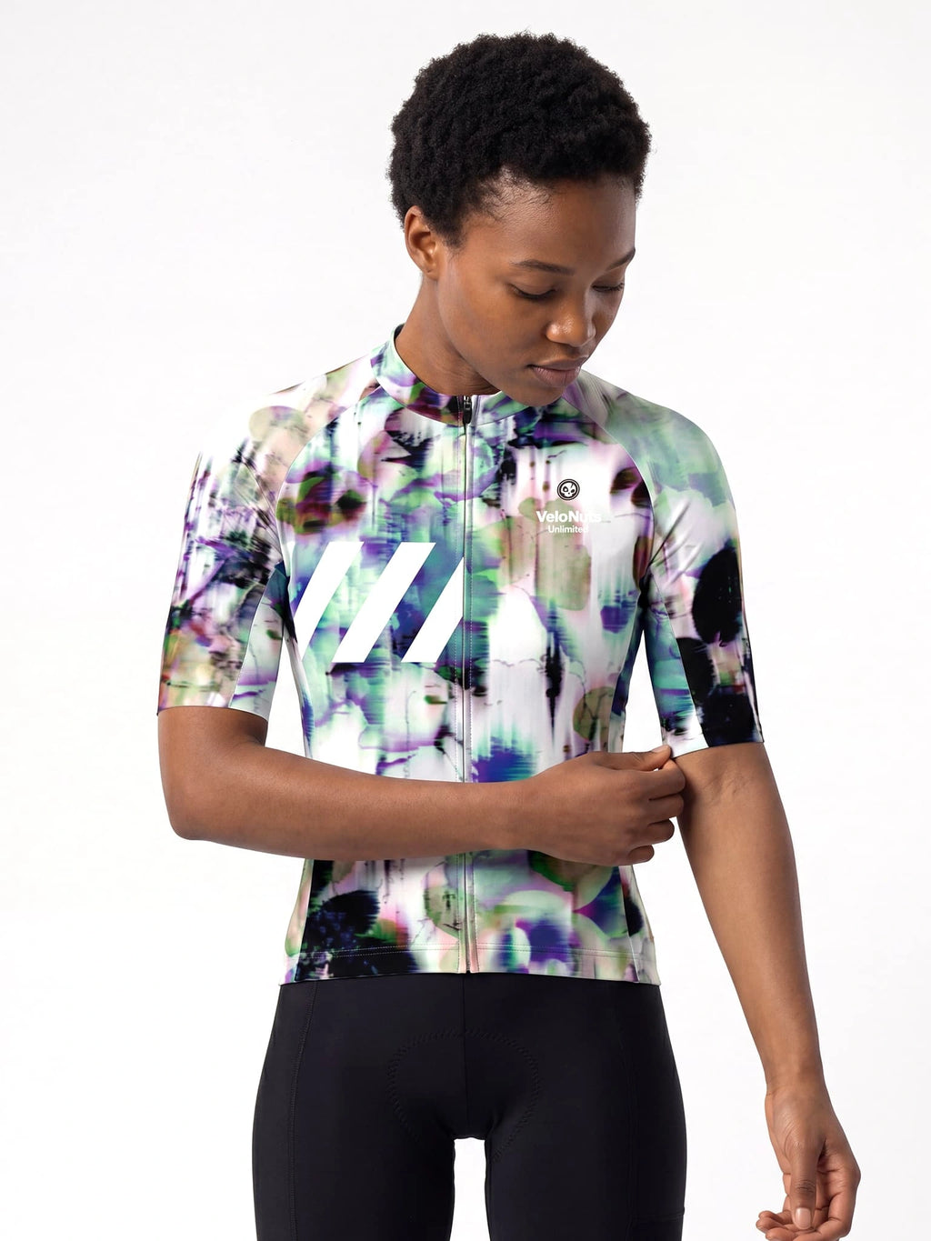VeloNuts Women's Cycling Jersey Glitch Bloom lightweight breathable cycling jersey