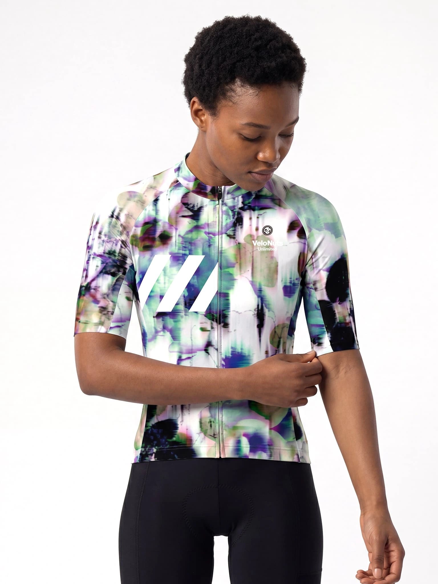 VeloNuts Women's Cycling Jersey Glitch Bloom lightweight breathable cycling jersey