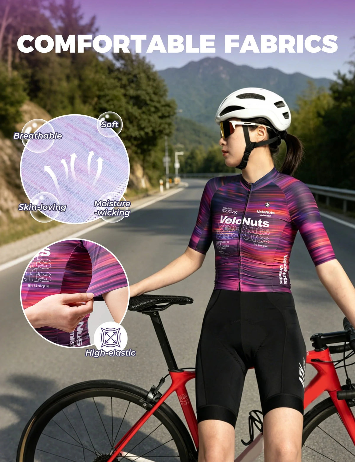 Women’s Short Sleeve Cycling Jersey – Violet Pulse