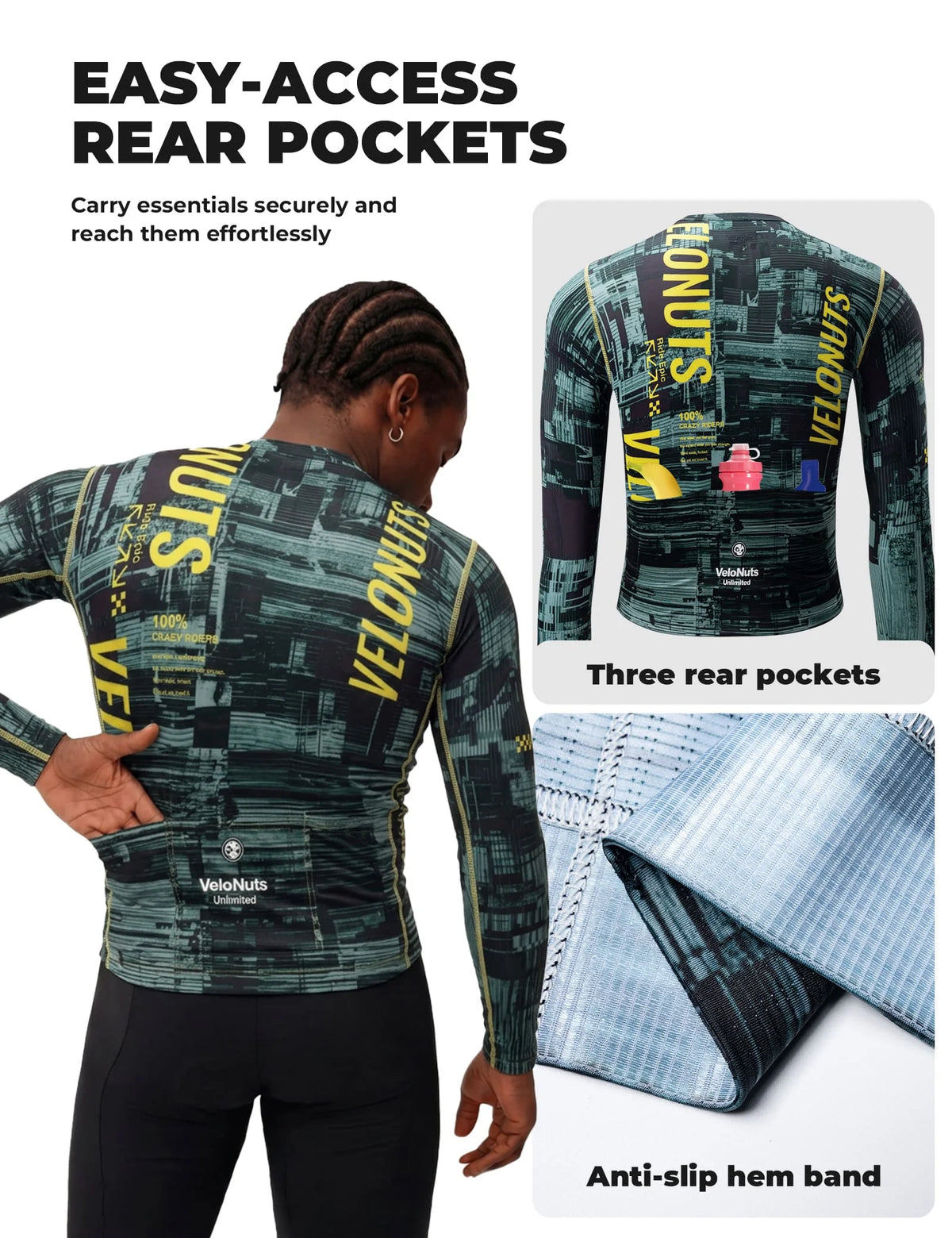 Men’s Long Sleeve Cycling Jersey – Breakaway Green