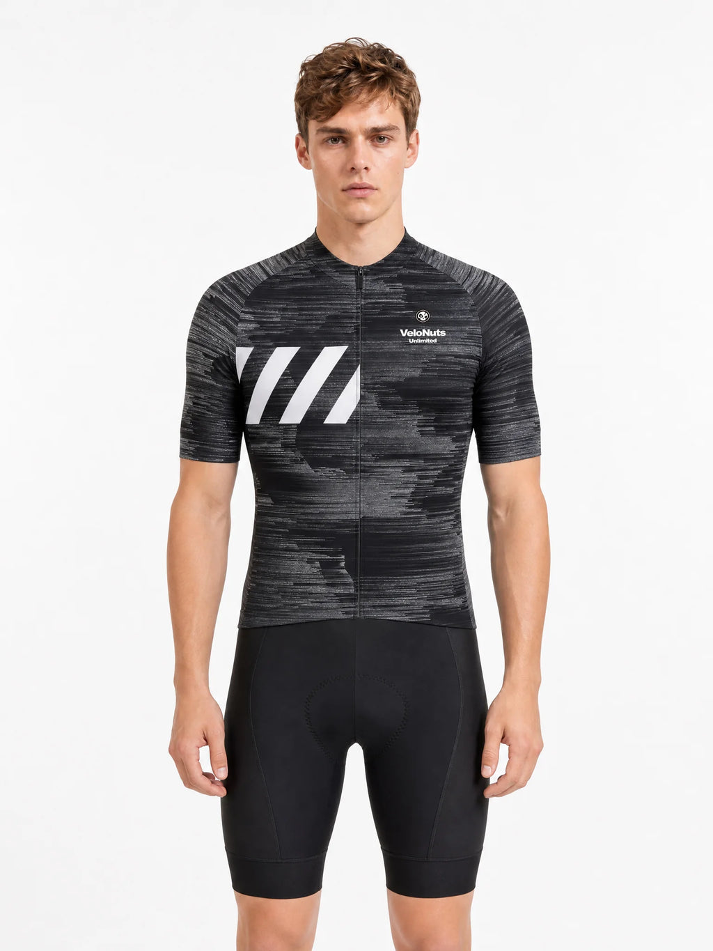 Men's Cycling Jersey-Monochrome Glitch