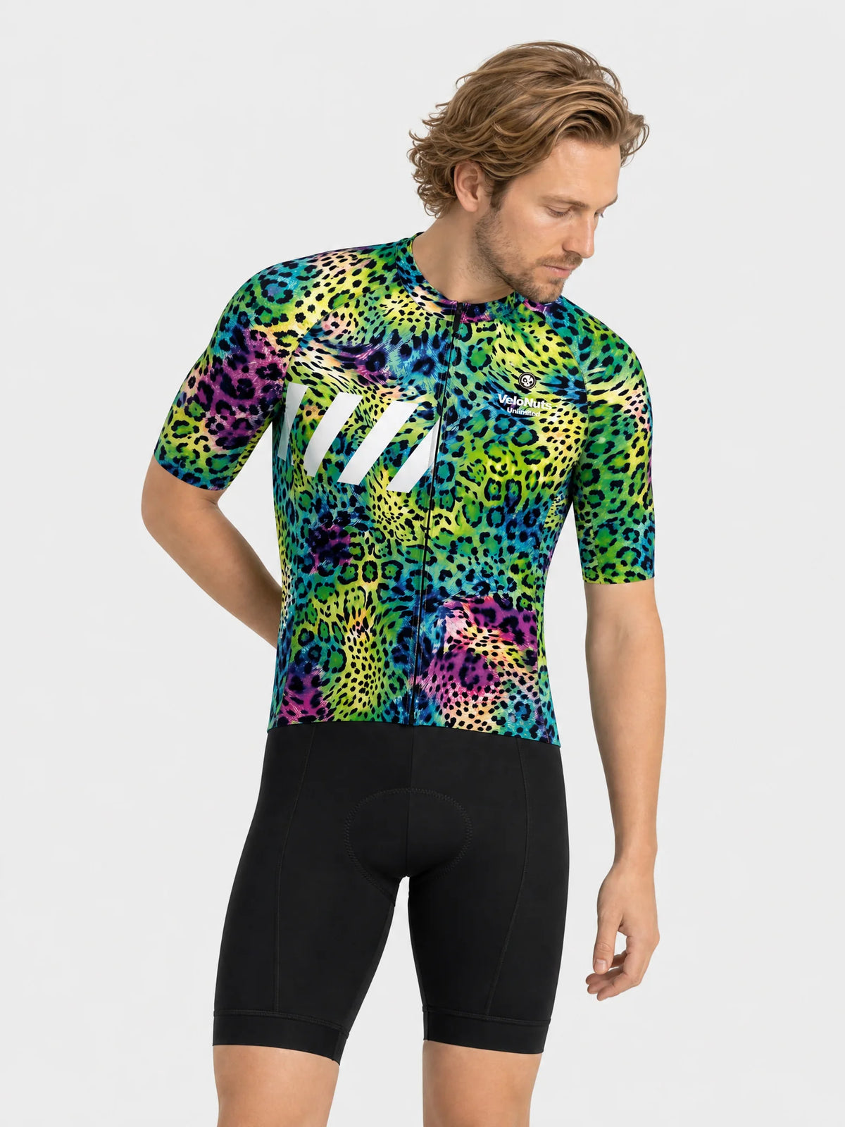 Men's Cycling Jersey-Neon Leopard
