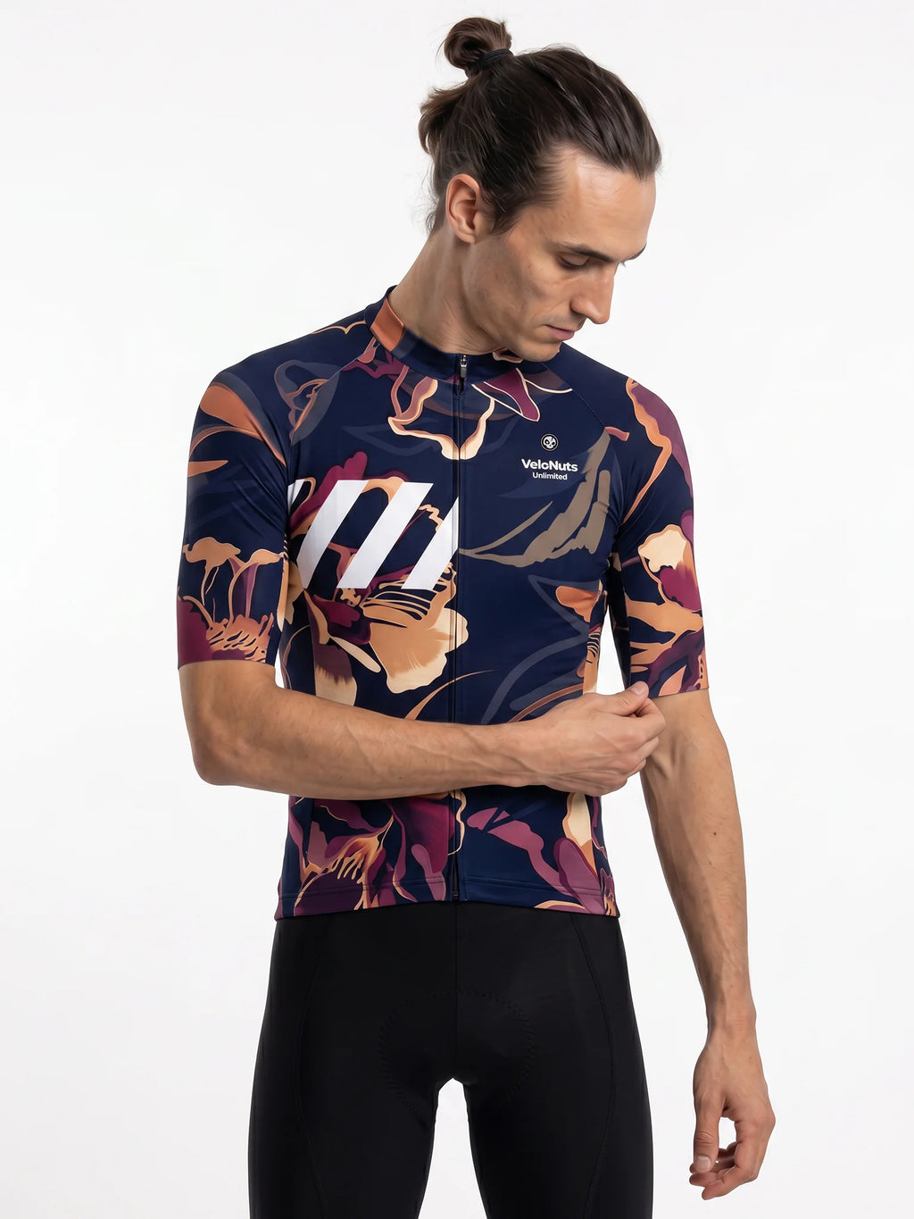 Men's Cycling Jersey-Midnight Botanical Texture