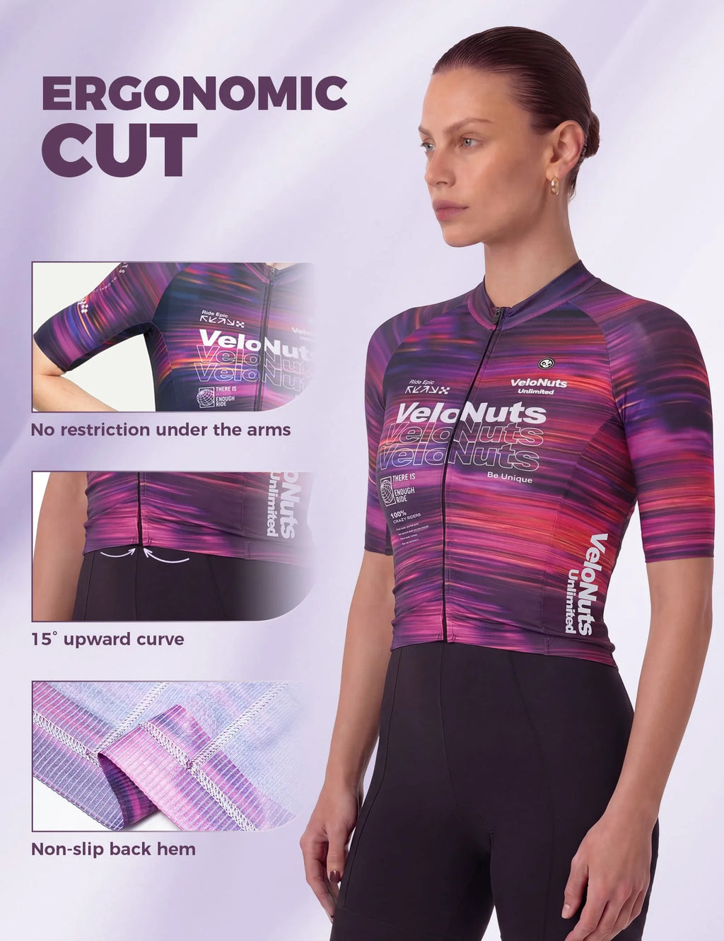 Women’s Short Sleeve Cycling Jersey – Violet Pulse