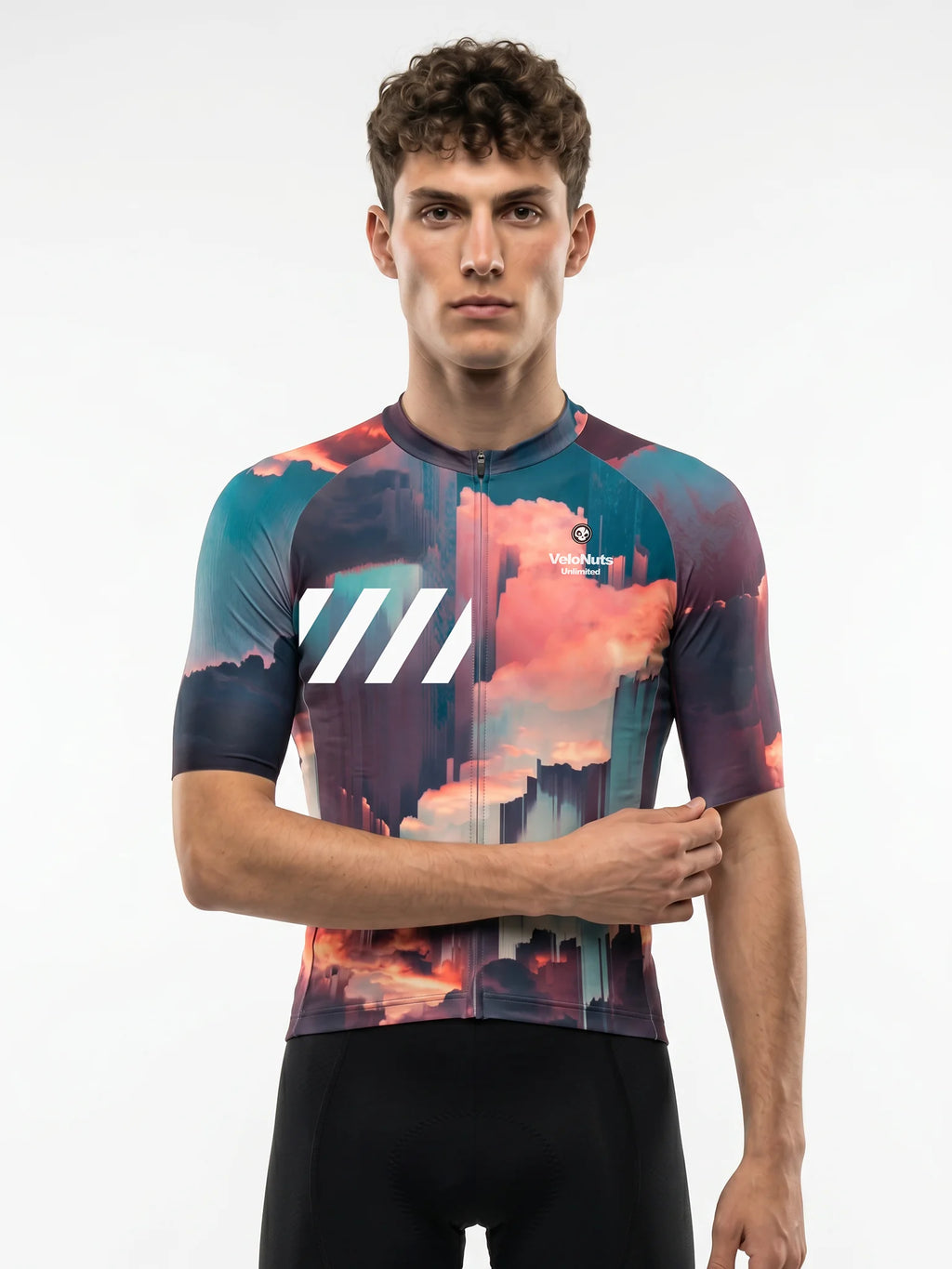 Men's Cycling Jersey-Cloudscape Gradient Texture