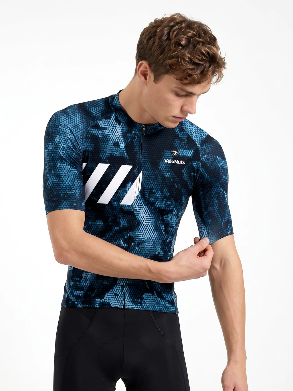Men's Cycling Jersey-Midnight Halftone Pattern