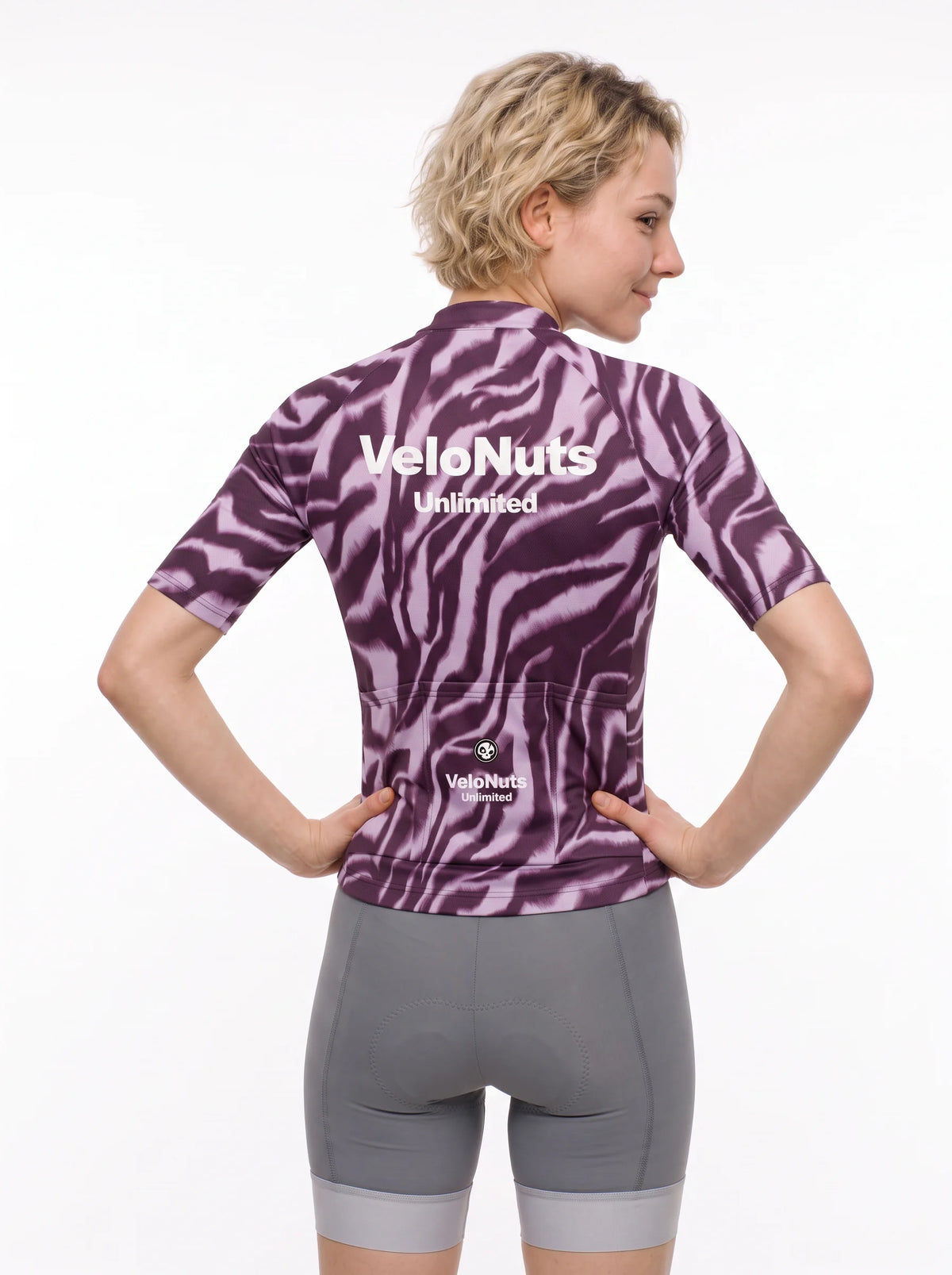 Women's Cycling Jersey-Mauve Zebra