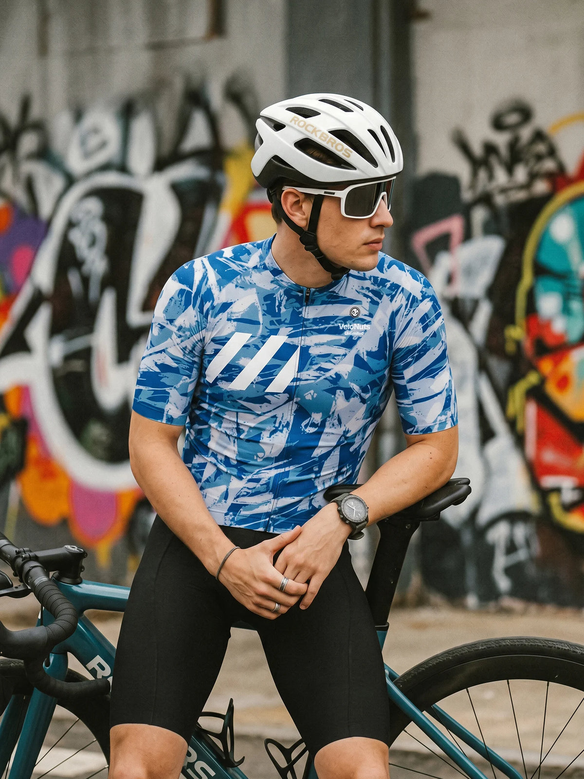 Men's Cycling Jersey-Arctic Fragment Texture