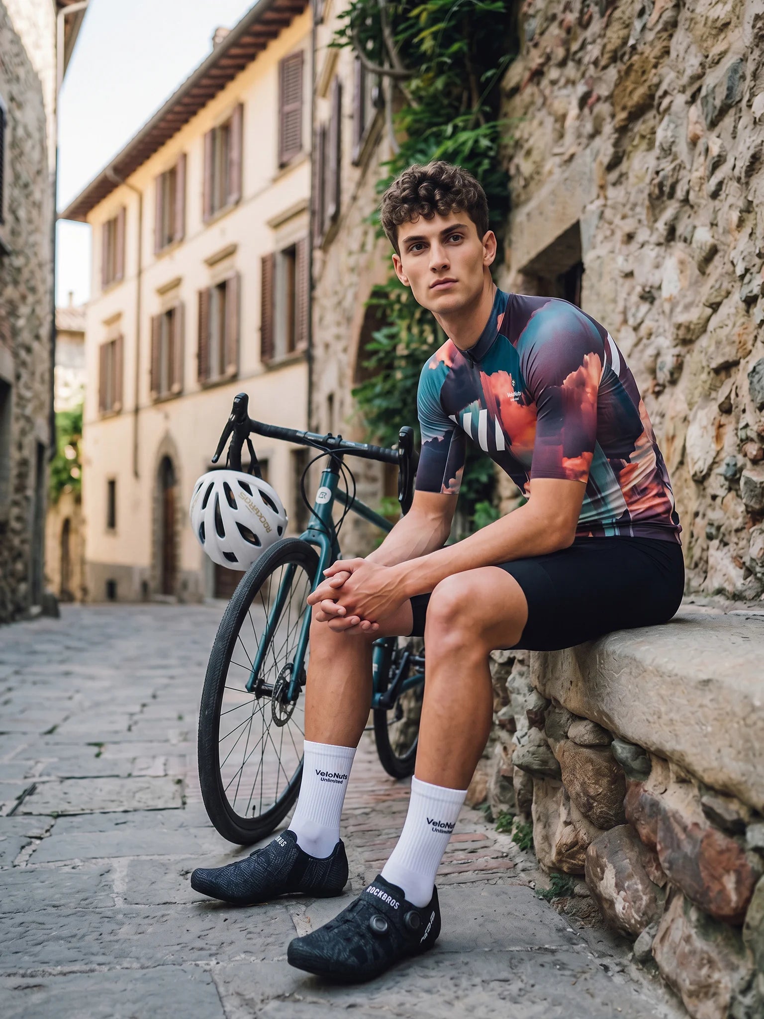 Men's Cycling Jersey-Cloudscape Gradient Texture