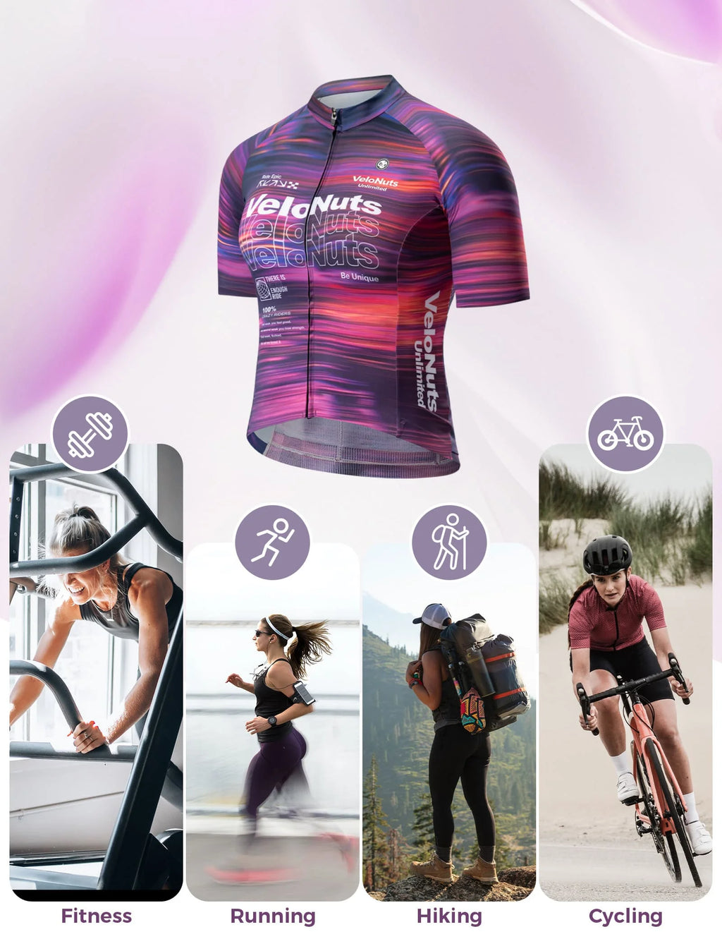 Women’s Short Sleeve Cycling Jersey – Violet Pulse