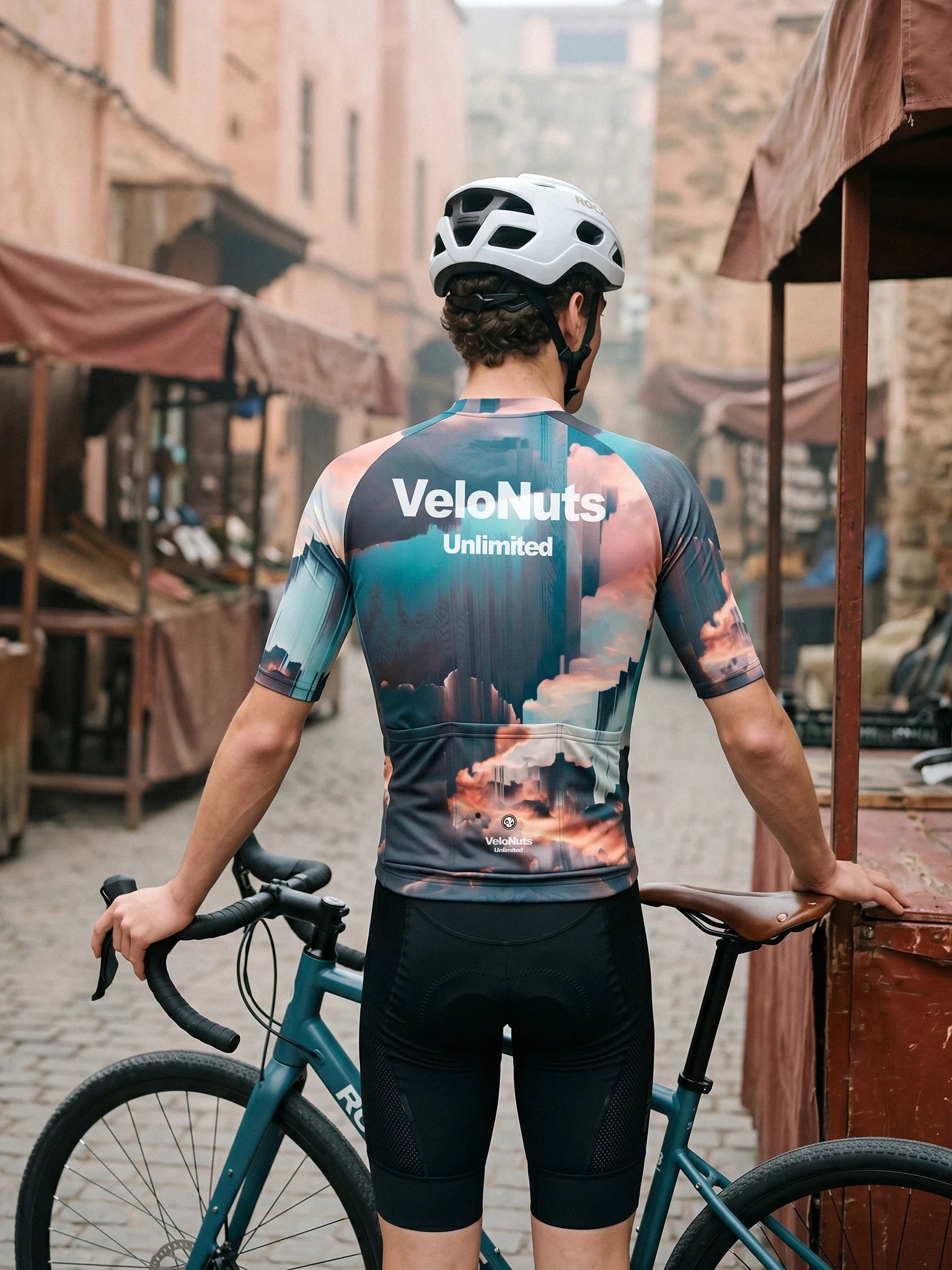 Men's Cycling Jersey-Cloudscape Gradient Texture