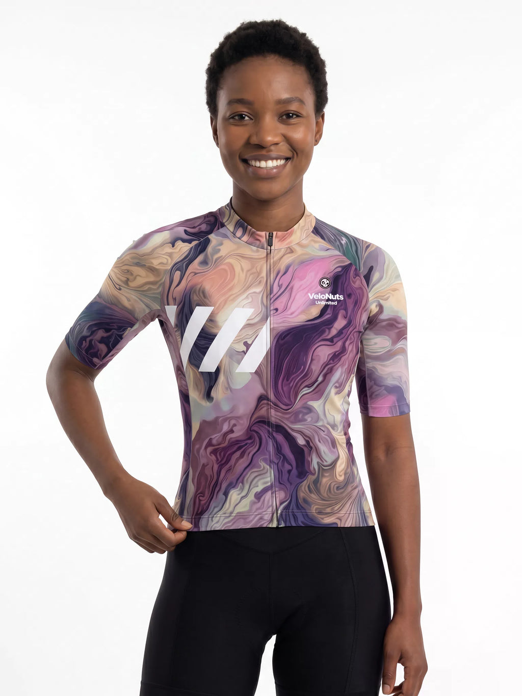 Women's Cycling Jersey-Lavender Marble Flow