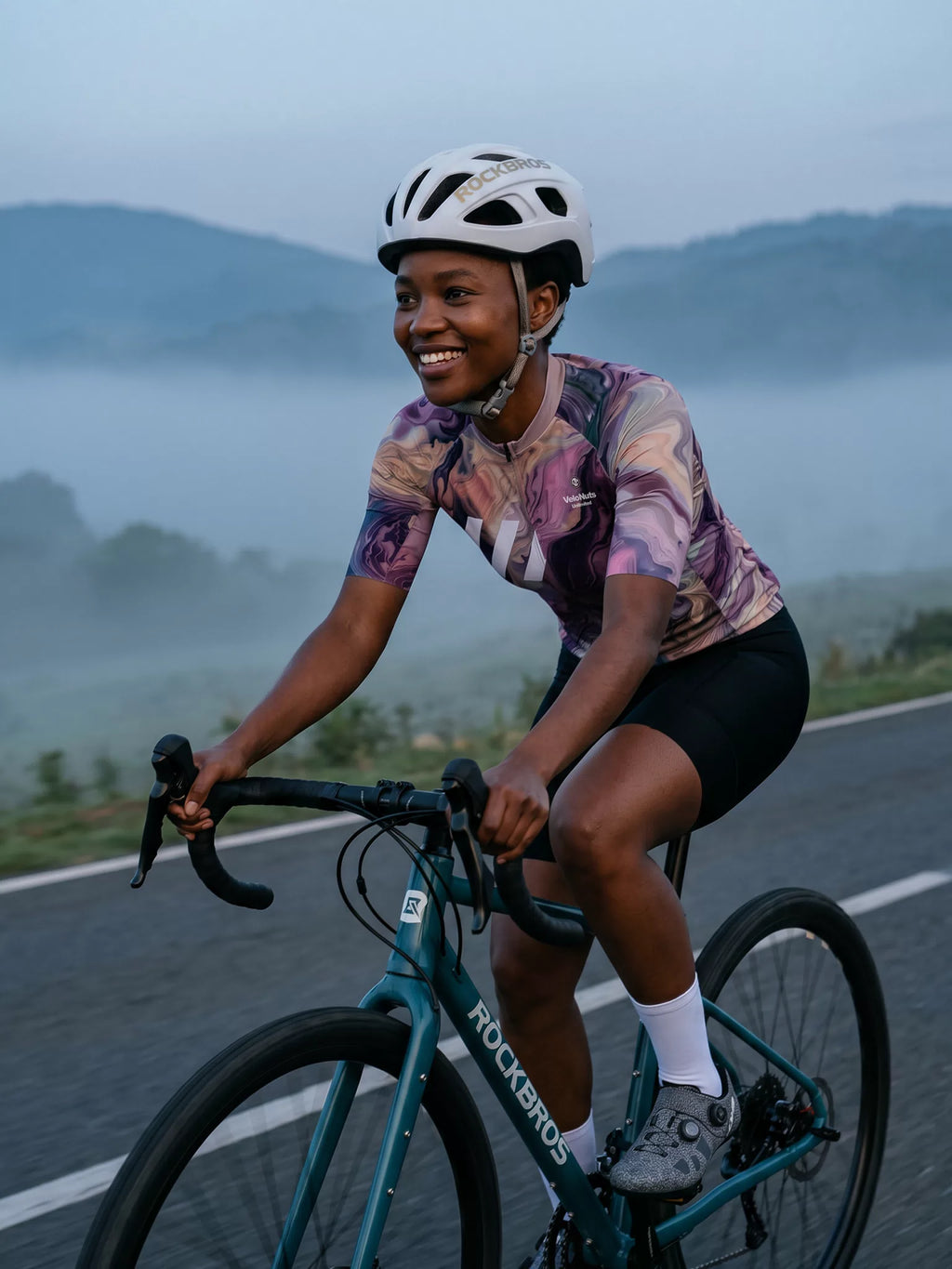 Women's Cycling Jersey-Lavender Marble Flow