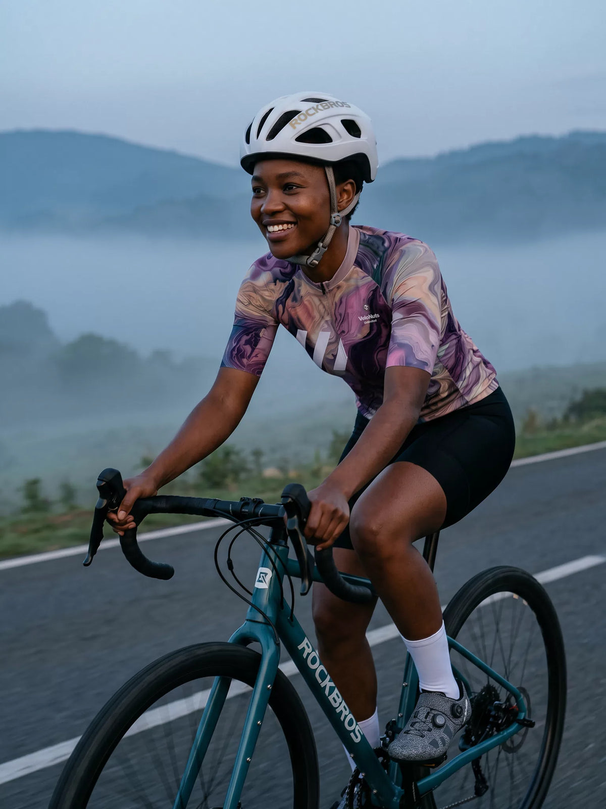 Women's Cycling Jersey-Lavender Marble Flow