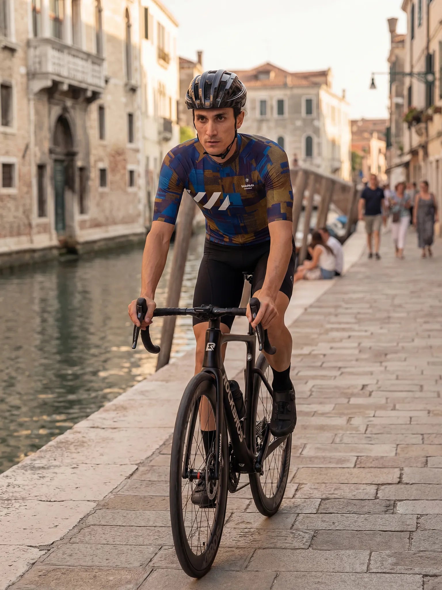 Herren-Radtrikot – Kobalt Rost Blöcke