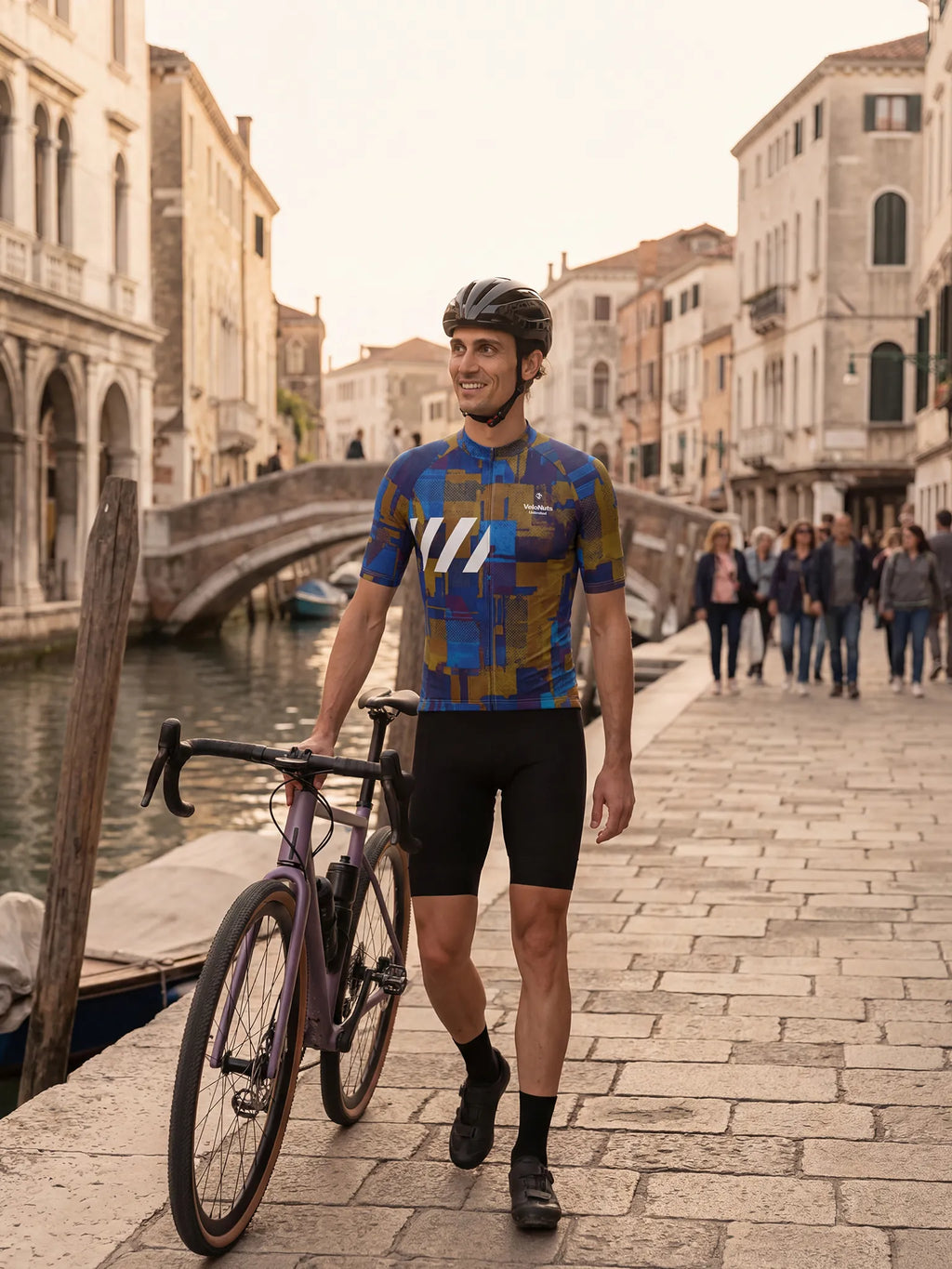 Herren-Radtrikot – Kobalt Rost Blöcke
