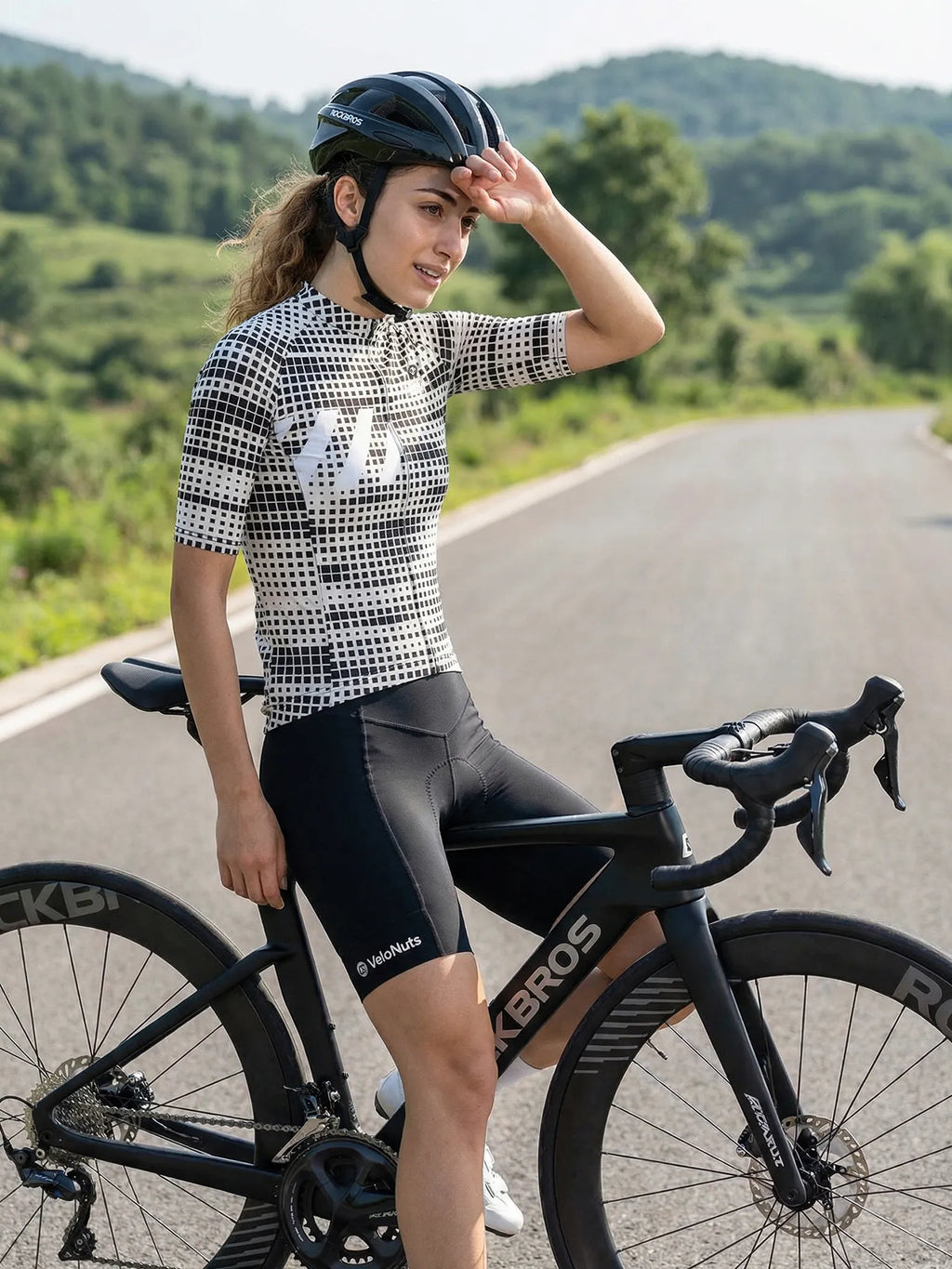 Radtrikot für Damen – Mono Pixel Grid