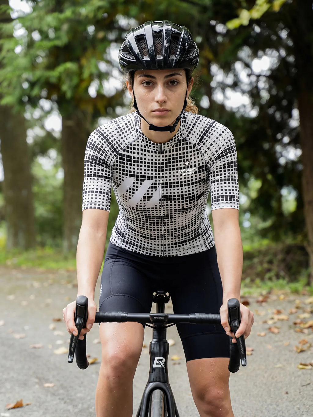 Radtrikot für Damen – Mono Pixel Grid