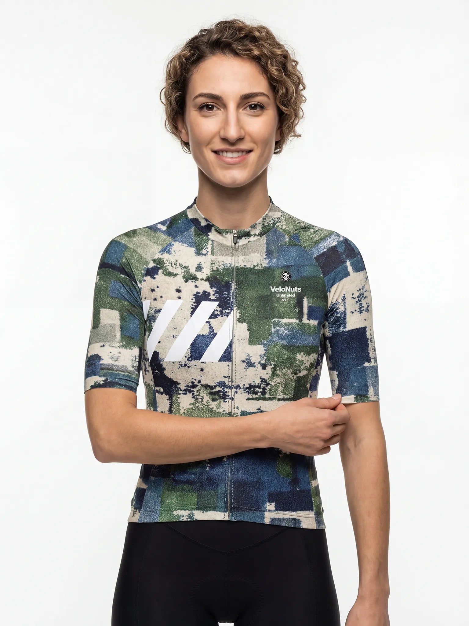 Fahrradtrikot für Damen – Moos-Steinblöcke