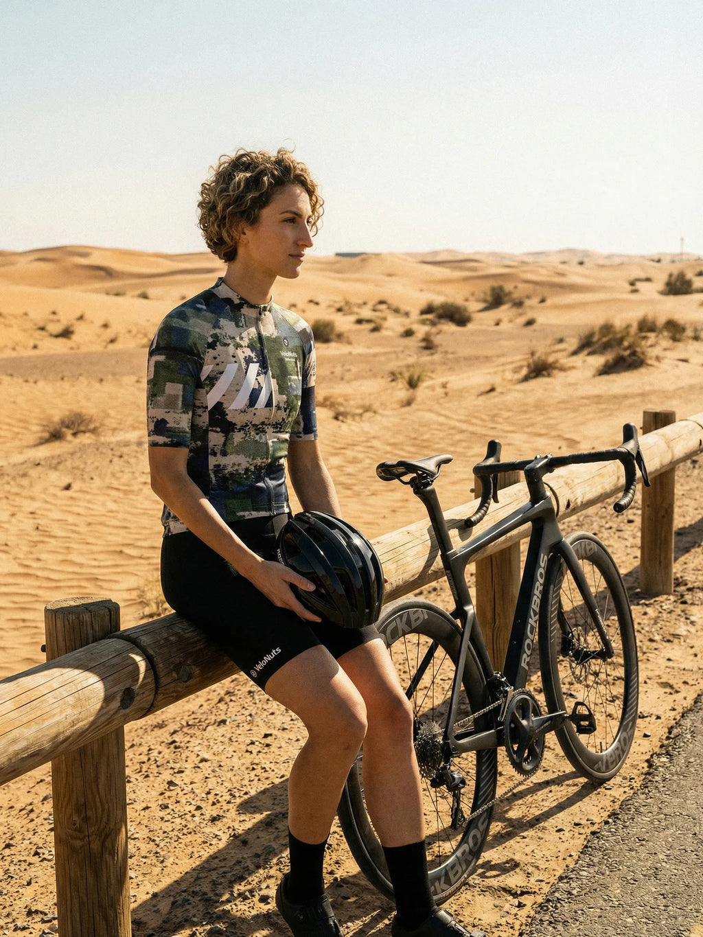 Fahrradtrikot für Damen – Moos-Steinblöcke