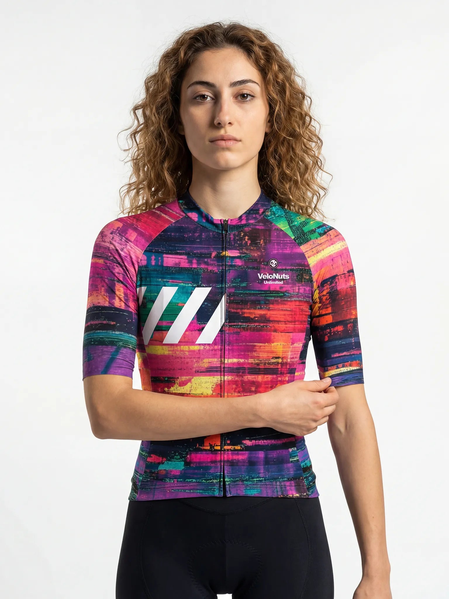 Fahrradtrikot Damen-Neon Glitch