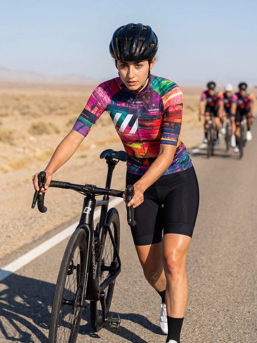Fahrradtrikot Damen-Neon Glitch
