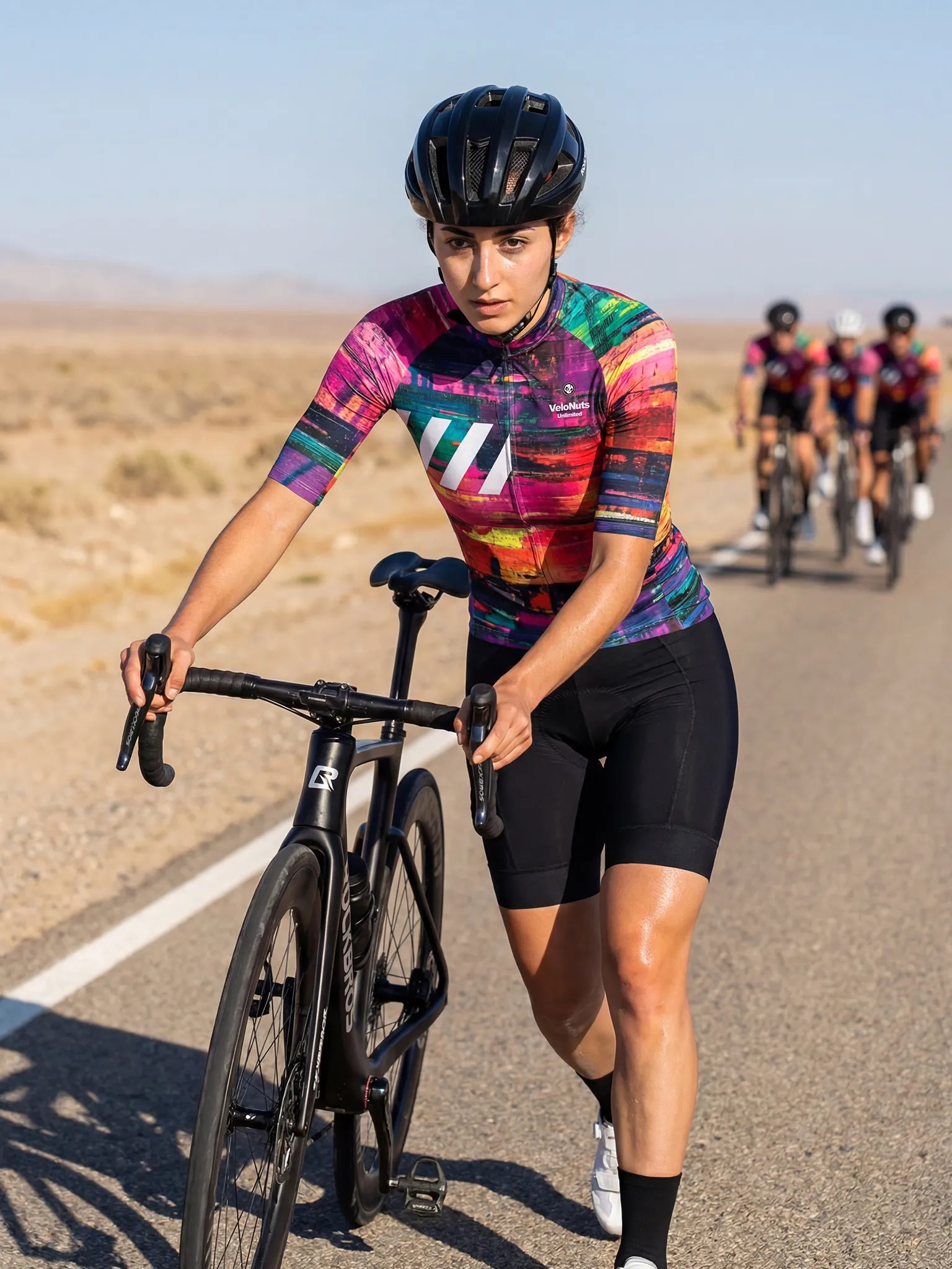 Fahrradtrikot Damen-Neon Glitch