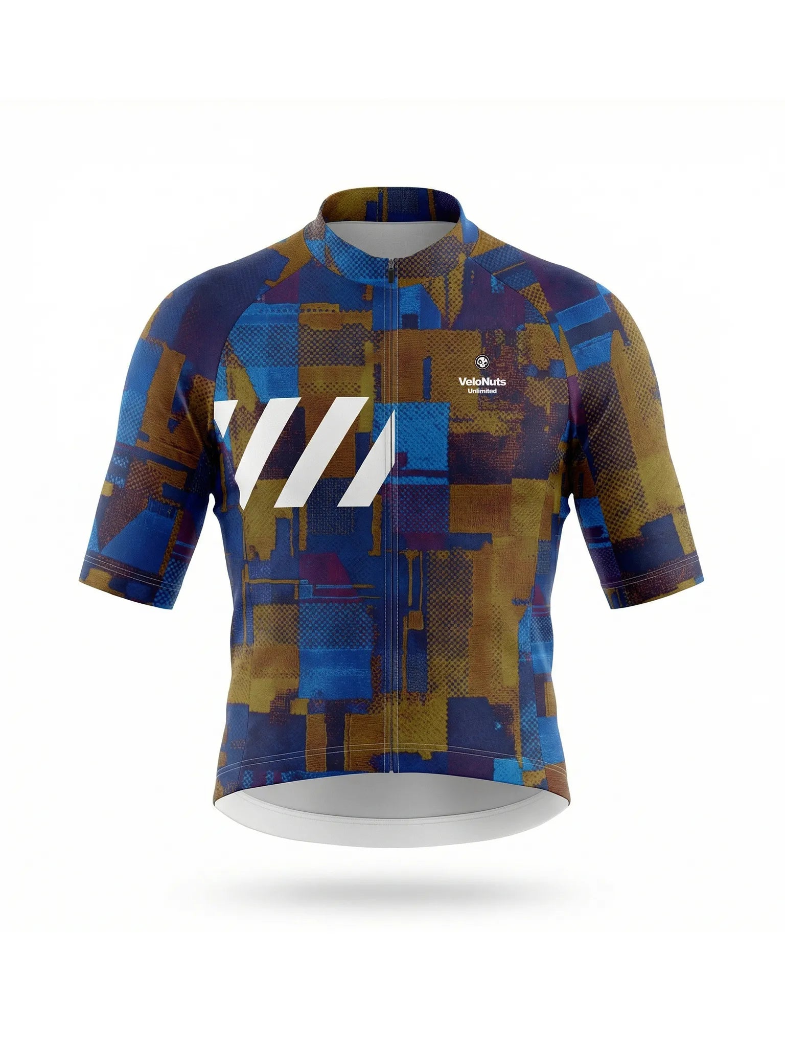 Damen-Radtrikot – Kobalt-Rostblöcke