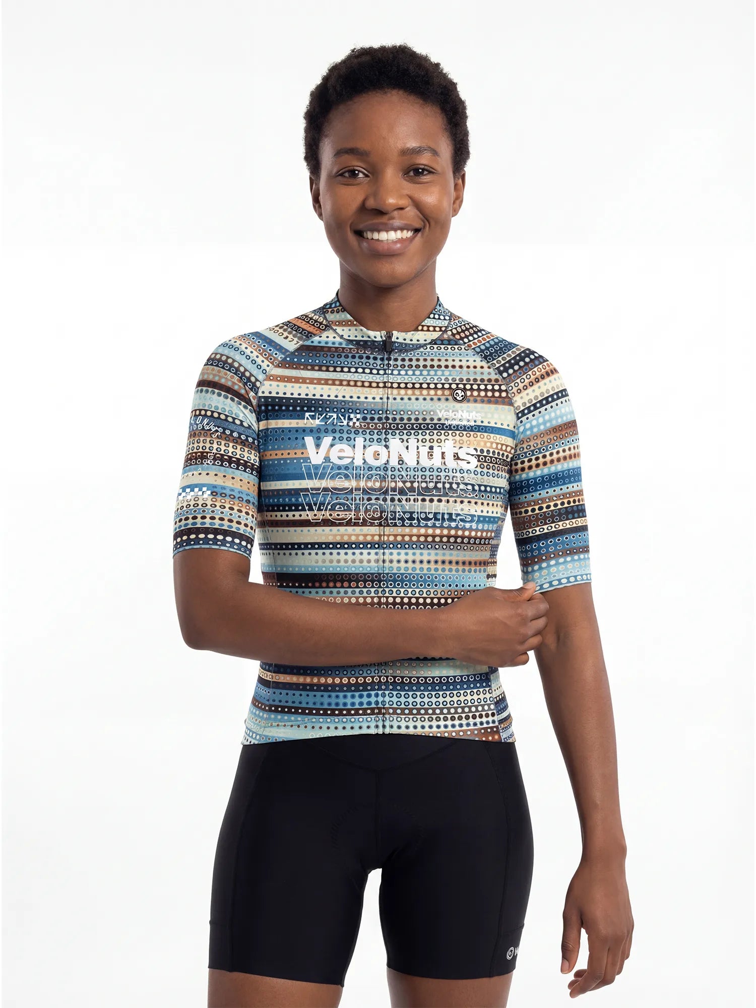 Women's Cycling Jersey-Dotwave Stripe Wordmark