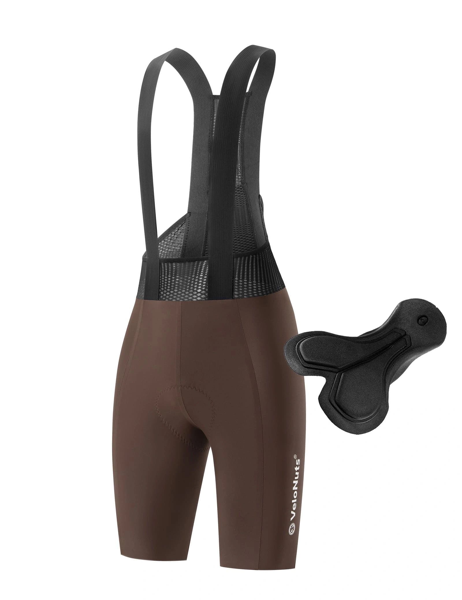 Velonuts Men's Cycling Bib Shorts with Breathable Mesh, Seamless Bonded Panels, Elastic Interface® Chamois, and Non-Slip Leg Grippers
#Color_Brown