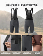 Velonuts Men's Cycling Bib Shorts with Breathable Mesh, Seamless Bonded Panels, Elastic Interface® Chamois, and Non-Slip Leg Grippers