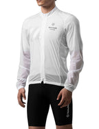 Velonuts Men's Lightweight Windproof Cycling Jacket with a Short High-Waisted Fit, Stretch Cuffs, and Two-Way Zipper.