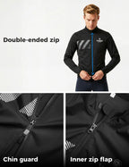 Velonuts Men's Lightweight Windproof Cycling Jacket with a Short High-Waisted Fit, Stretch Cuffs, and Two-Way Zipper.
