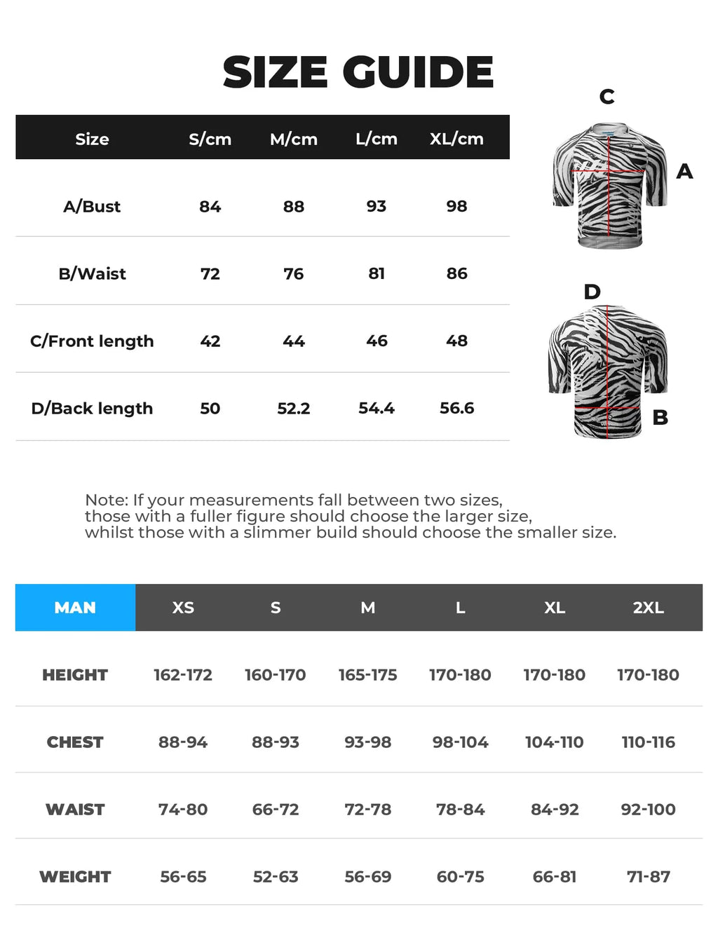 VeloNuts Men’s black and white short sleeve cycling jersey with a zebra-inspired print, breathable side panels and three rear pockets.