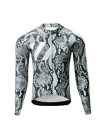 VeloNuts Clear Sky men's long sleeve cycling jersey with Eastern-inspired gradient print and breathable mesh panels.