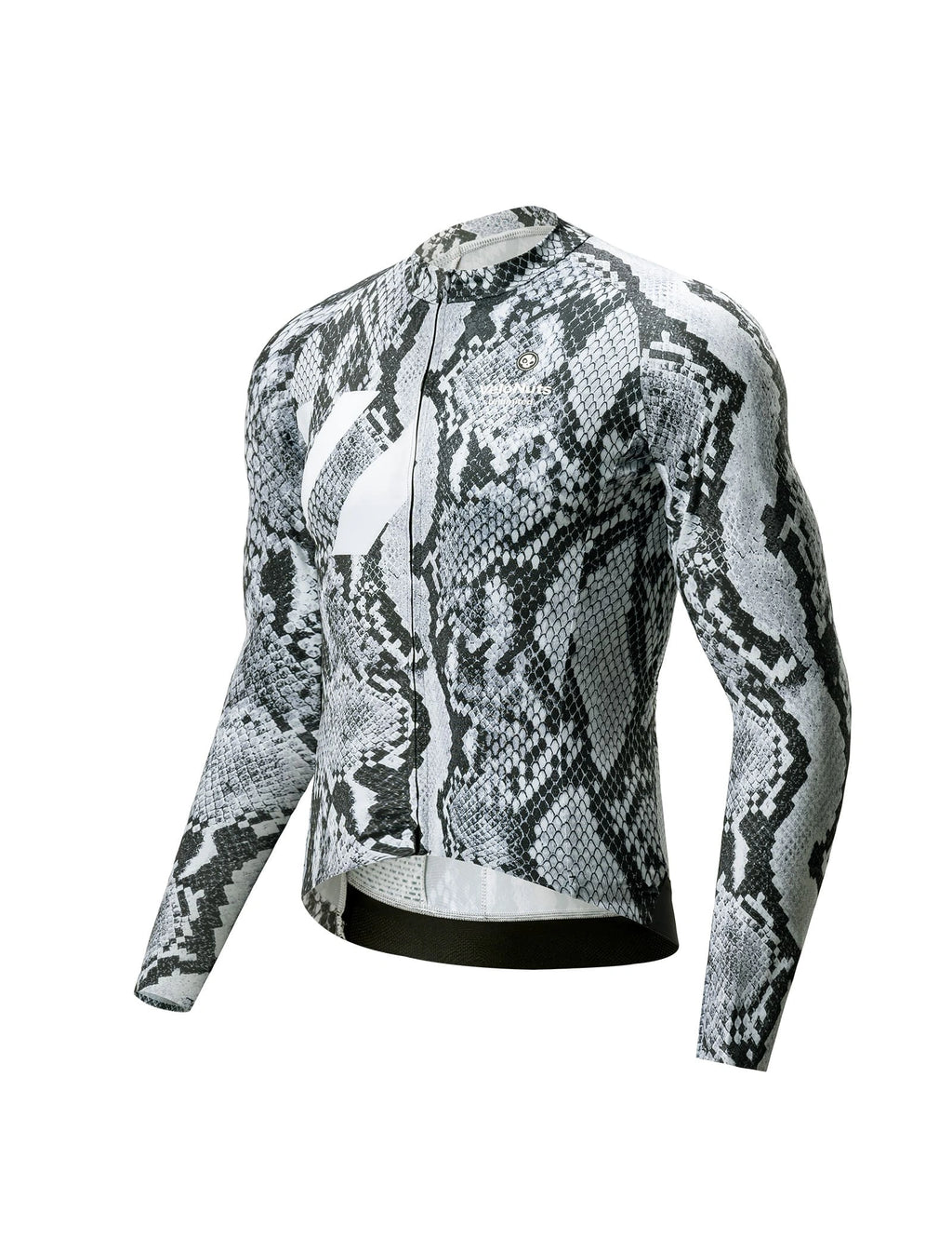 VeloNuts Clear Sky men's long sleeve cycling jersey with Eastern-inspired gradient print and breathable mesh panels.