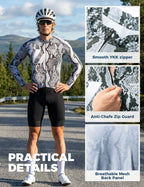 VeloNuts Clear Sky men's long sleeve cycling jersey with Eastern-inspired gradient print and breathable mesh panels.