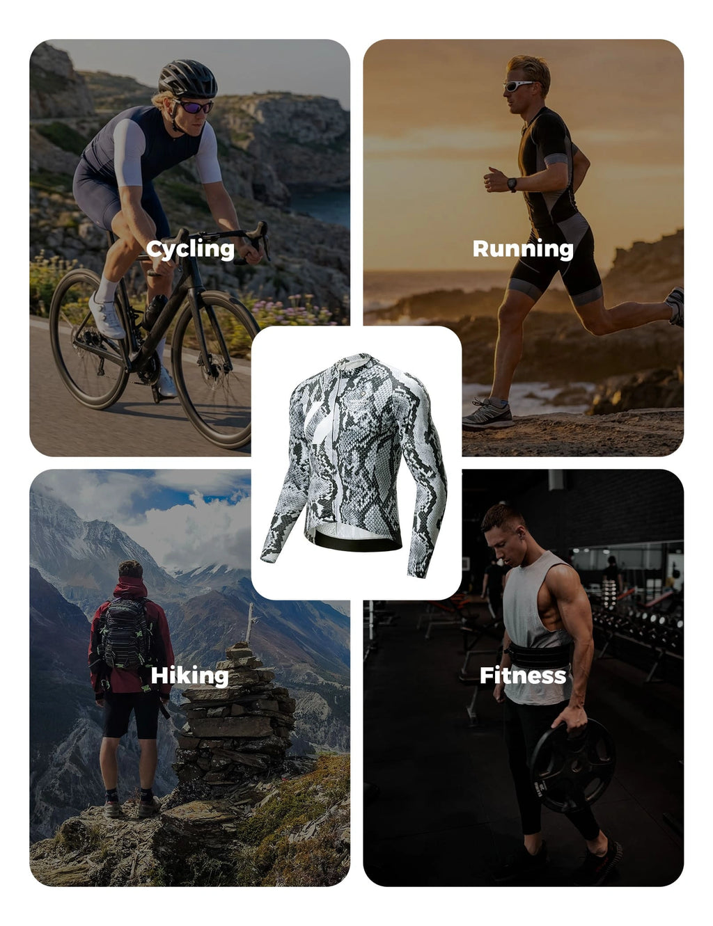 VeloNuts Clear Sky men's long sleeve cycling jersey with Eastern-inspired gradient print and breathable mesh panels.