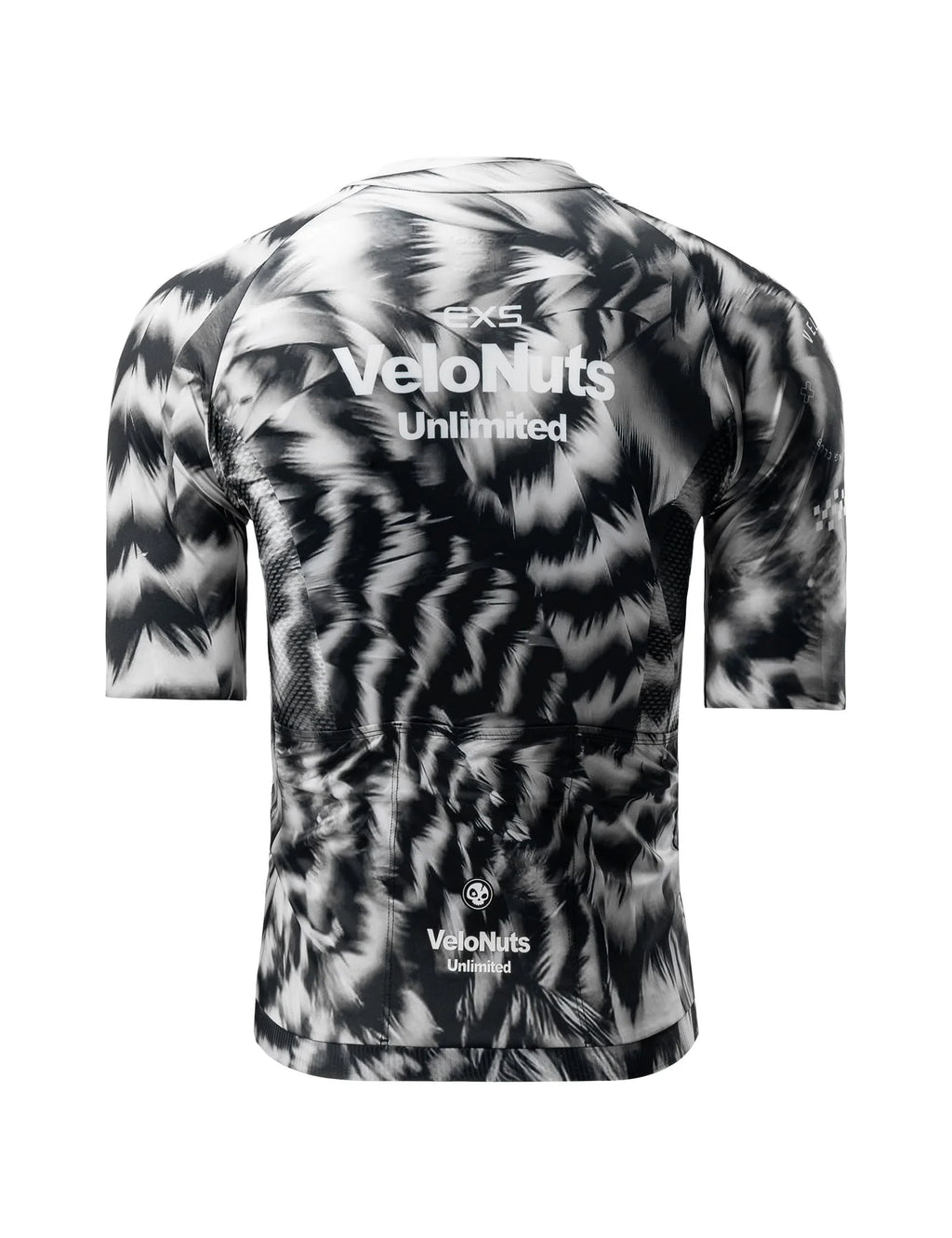 VeloNuts Men’s Short Sleeve Cycling Jersey with a Feather-Inspired Print, Breathable Mesh Panels and Three Rear Pockets