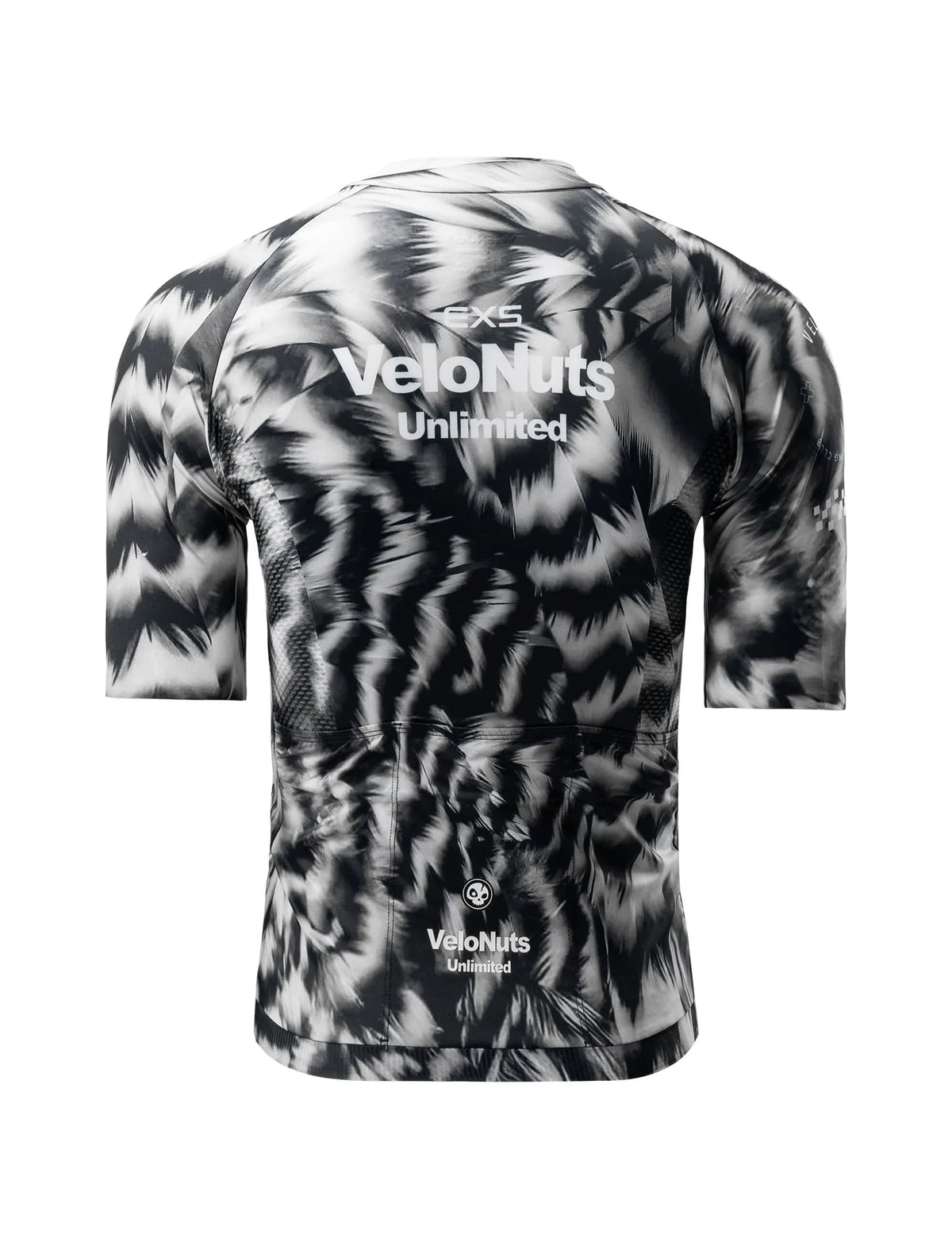 VeloNuts Men’s Short Sleeve Cycling Jersey with a Feather-Inspired Print, Breathable Mesh Panels and Three Rear Pockets