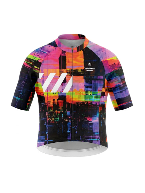 VeloNuts Men's Neon Skyline short sleeve cycling jersey for road cycling