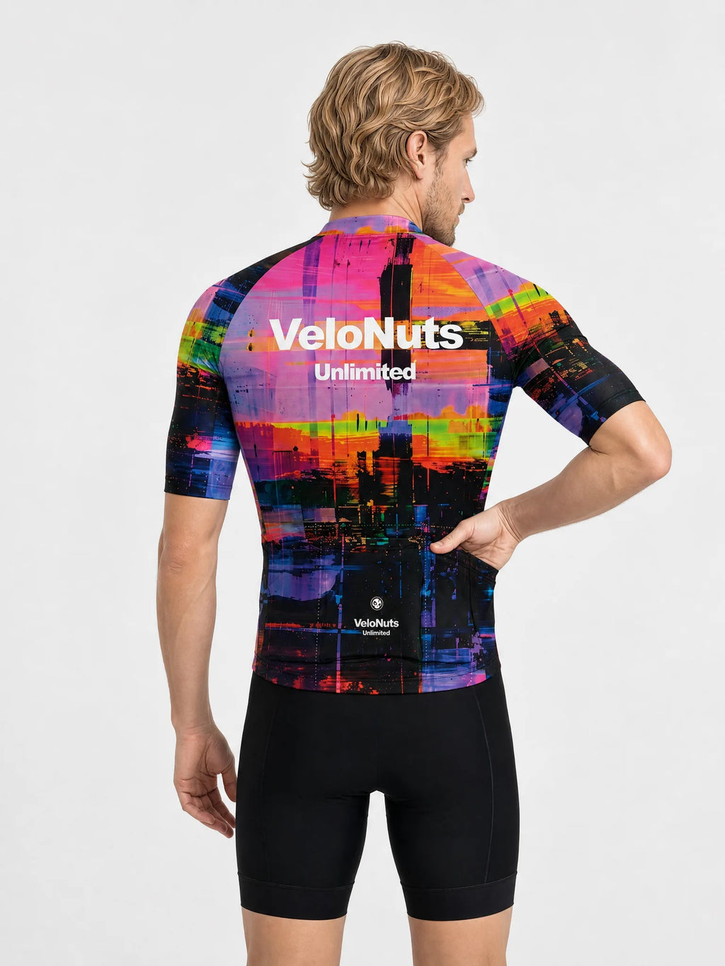 VeloNuts Men's Neon Skyline short sleeve cycling jersey for road cycling