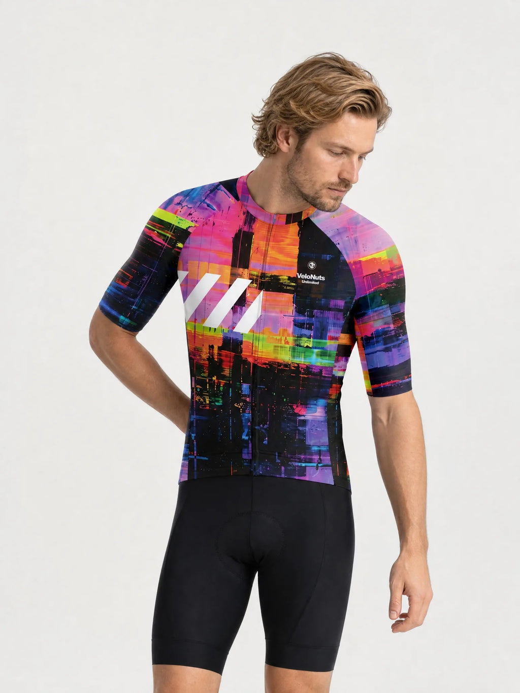 VeloNuts Men's Neon Skyline short sleeve cycling jersey for road cycling