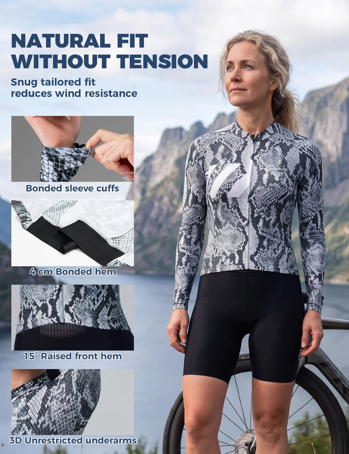 Women's Long Sleeve Cycling Jersey-Clear Sky