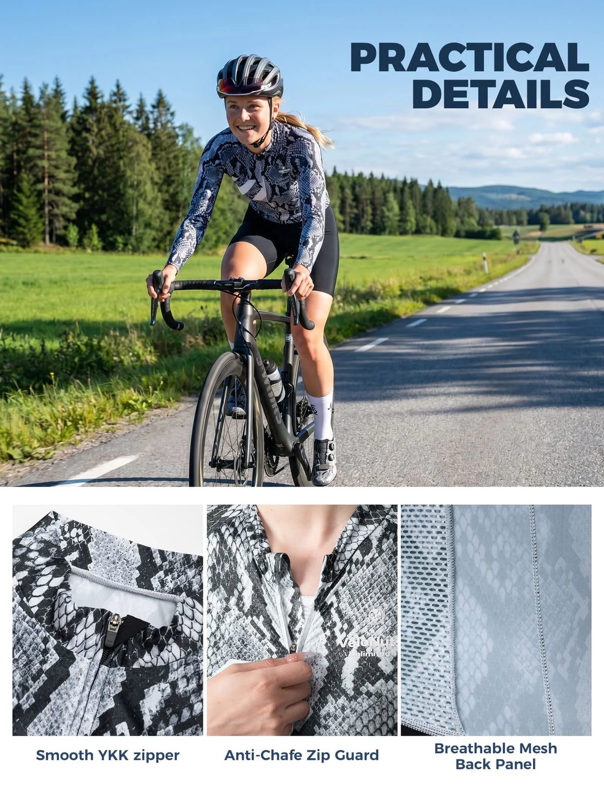 Women's Long Sleeve Cycling Jersey-Clear Sky