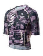 VeloNuts Women’s Short Sleeve Cycling Jersey with a Tire-Track Print, Breathable Side Panels and Rear Pockets.