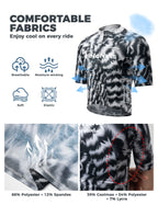 VeloNuts Women’s Short Sleeve Cycling Jersey with a Feather-Inspired Print, Breathable Mesh Panels and Three Rear Pockets