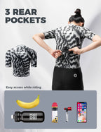 VeloNuts Women’s Short Sleeve Cycling Jersey with a Feather-Inspired Print, Breathable Mesh Panels and Three Rear Pockets