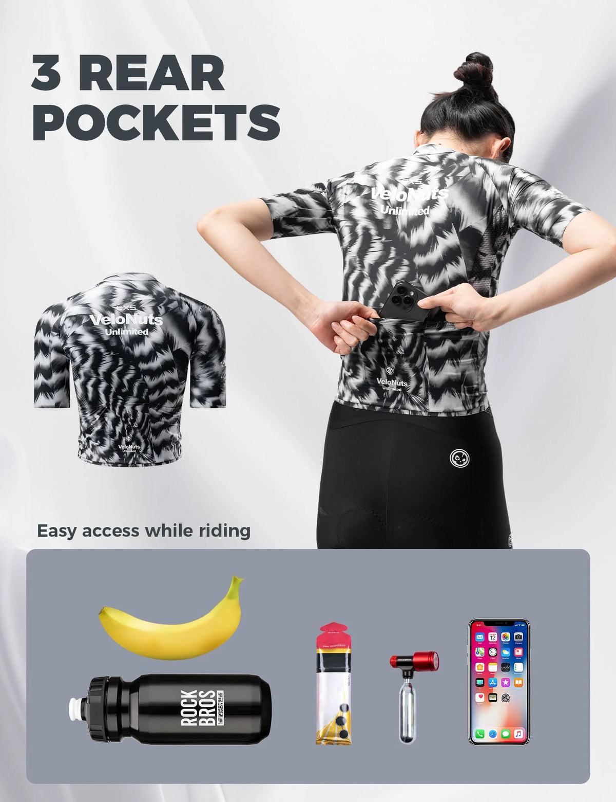 VeloNuts Women’s Short Sleeve Cycling Jersey with a Feather-Inspired Print, Breathable Mesh Panels and Three Rear Pockets