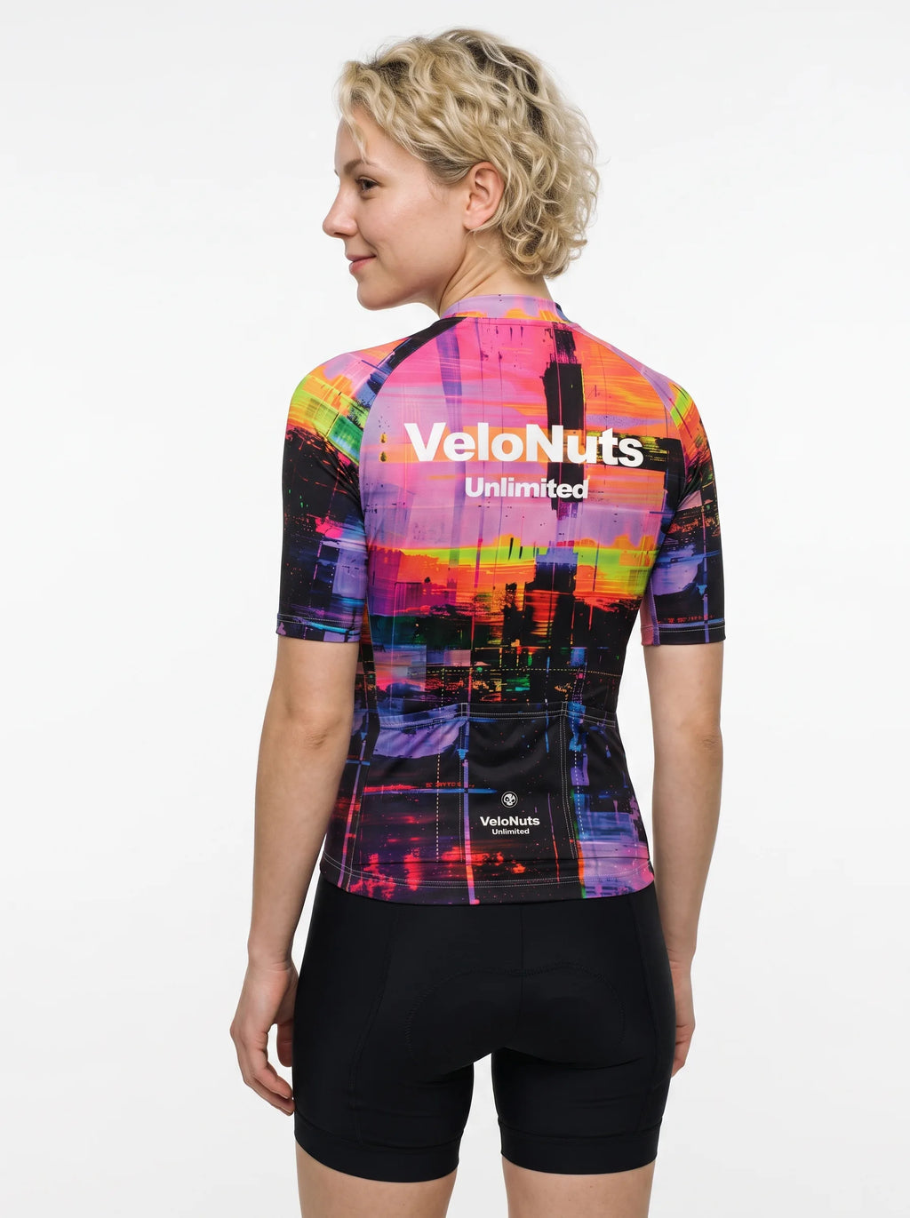 VeloNuts Women's Neon Skyline short sleeve cycling jersey for road cycling